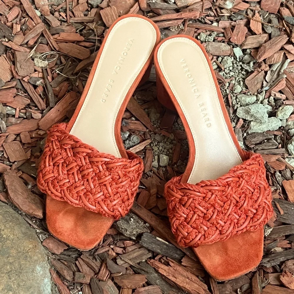 EUC Veronica Beard Braided Rope Kerra Sandals Size 6.5 burnt orange
